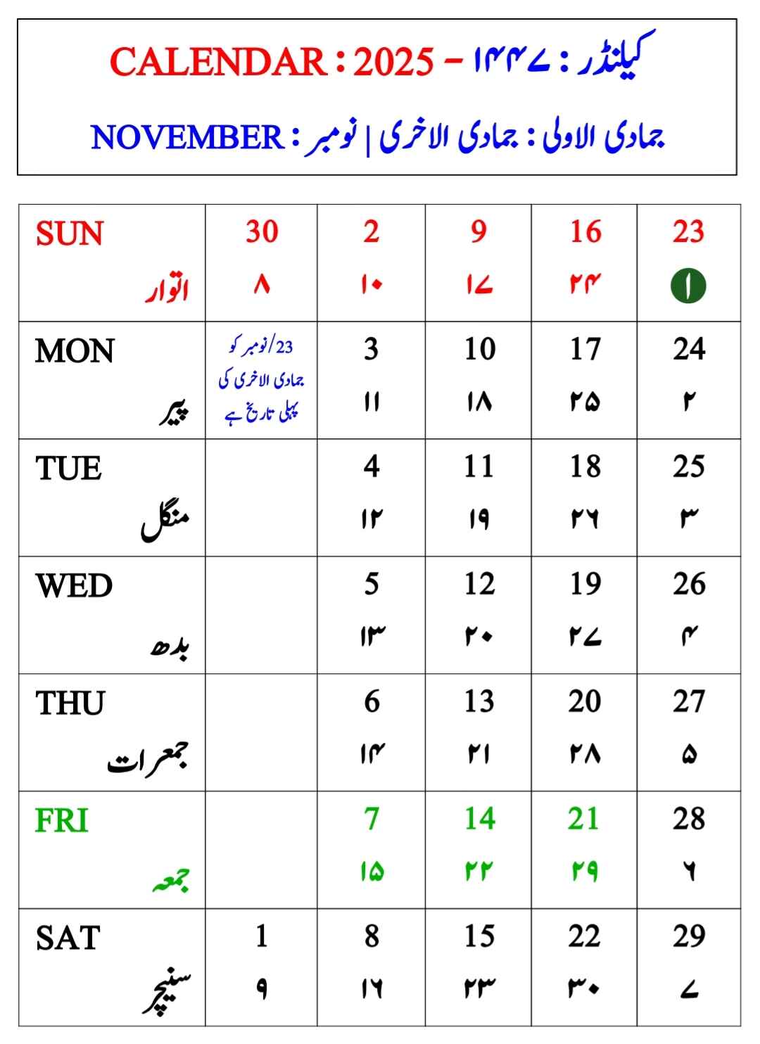 اسلامی جنتری 2025