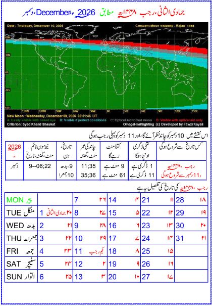 اسلامی کیلنڈر 2026 دسمبر