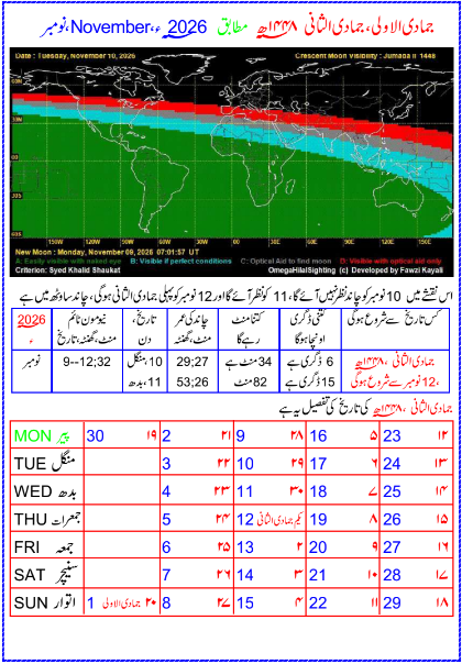 اسلامی کیلنڈر 2026 نومبر
